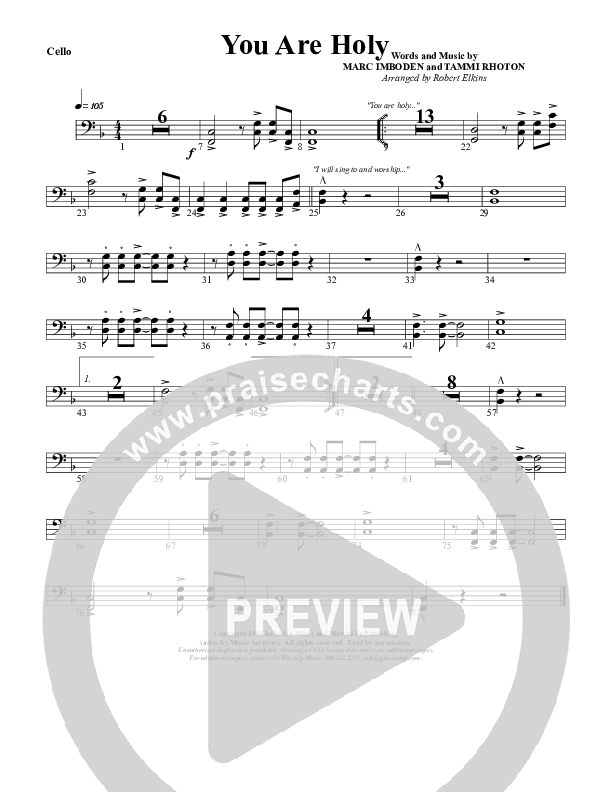 You Are Holy (Prince of Peace) Cello (G3 Worship)