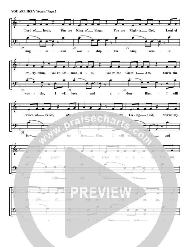 You Are Holy (Prince of Peace) Choir Sheet (G3 Worship)