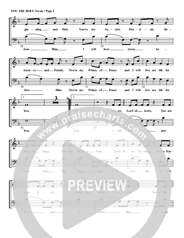 You Are Holy (Prince of Peace) Choir Sheet (G3 Worship)