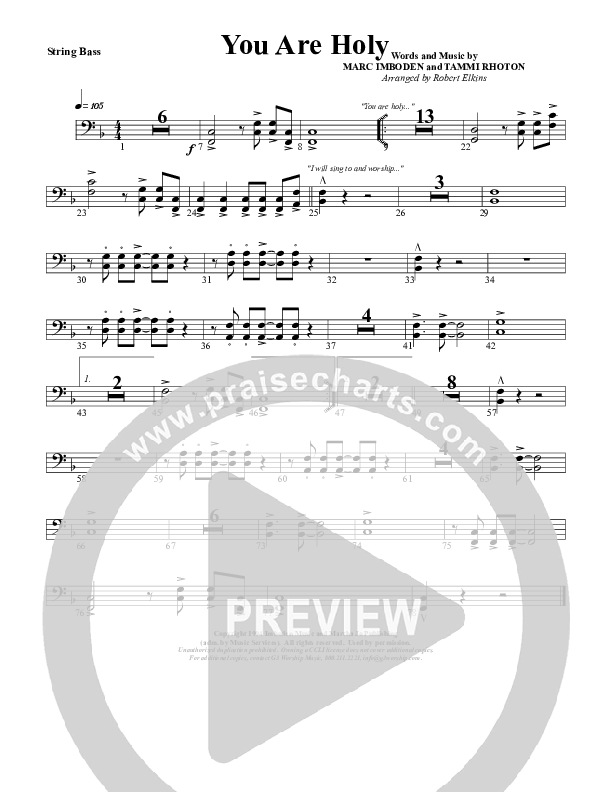 You Are Holy (Prince of Peace) Double Bass (G3 Worship)