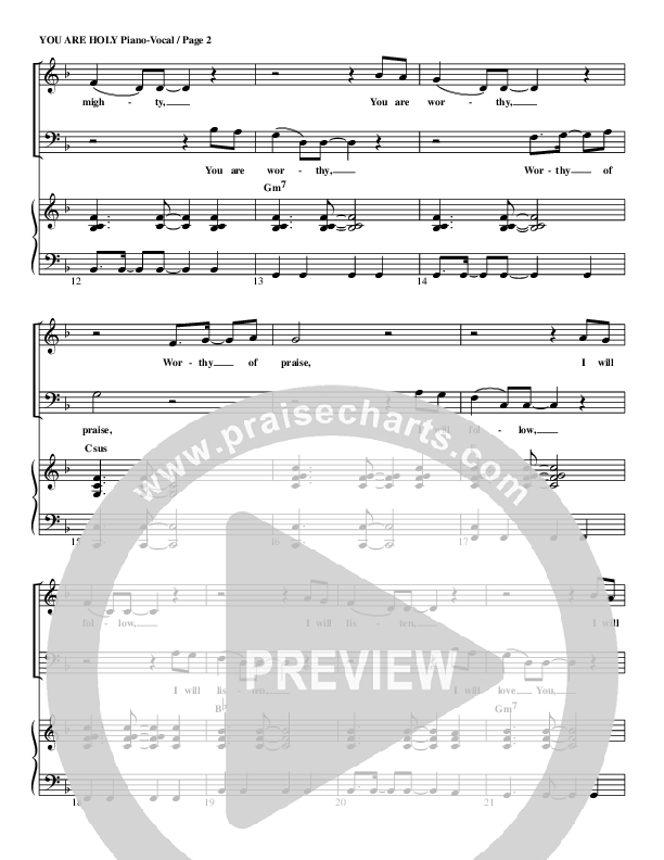 You Are Holy (Prince of Peace) Piano/Vocal (G3 Worship)