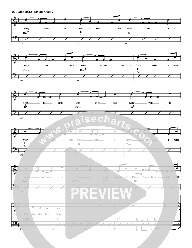 You Are Holy (Prince of Peace) Rhythm Chart (G3 Worship)