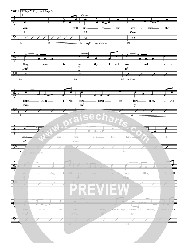You Are Holy (Prince of Peace) Rhythm Chart (G3 Worship)