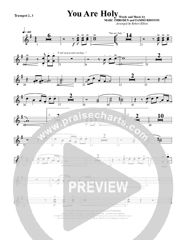 You Are Holy (Prince of Peace) Trumpet 2/3 (G3 Worship)