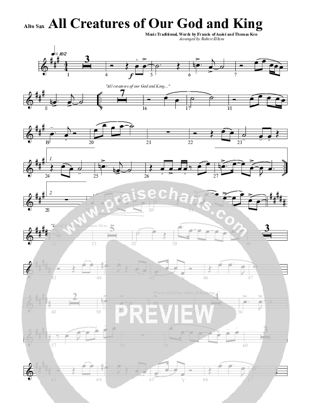 All Creatures Of Our God and King Alto Sax (G3 Worship)
