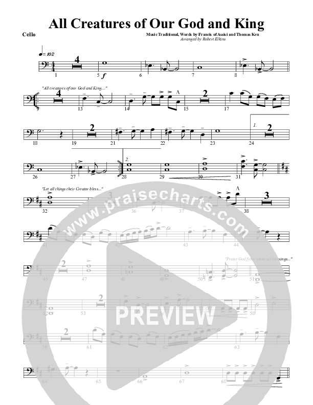 All Creatures Of Our God and King Cello (G3 Worship)