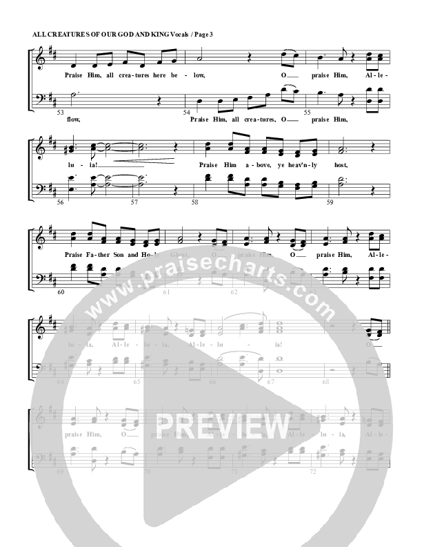 All Creatures Of Our God and King Choir Sheet (G3 Worship)