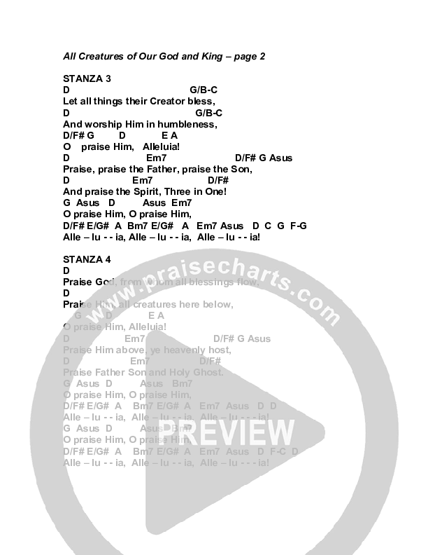 All Creatures Of Our God and King Chords & Lyrics (G3 Worship)