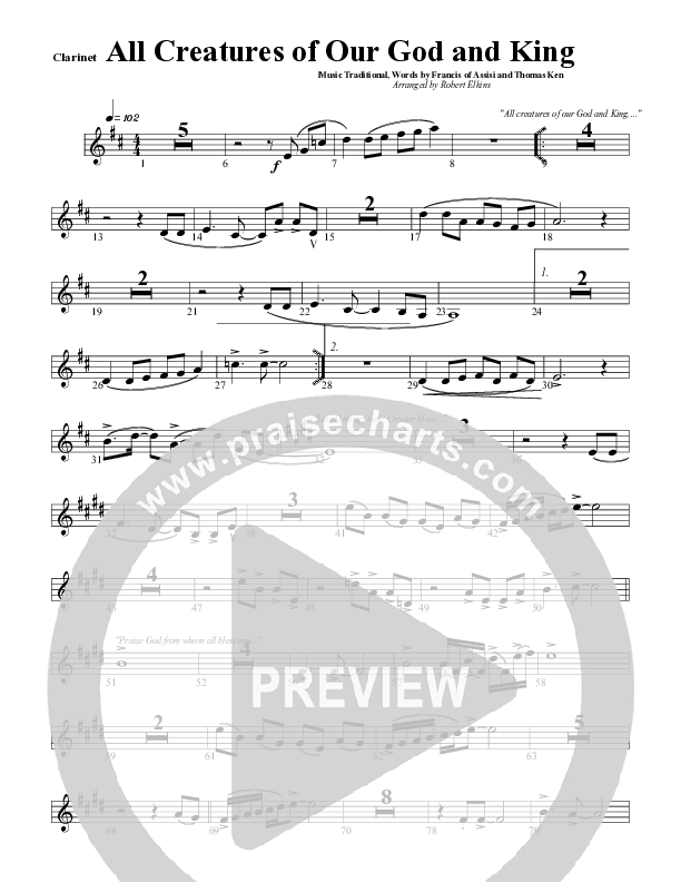 All Creatures Of Our God and King Clarinet (G3 Worship)