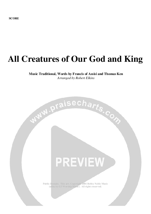 All Creatures Of Our God and King Cover Sheet (G3 Worship)