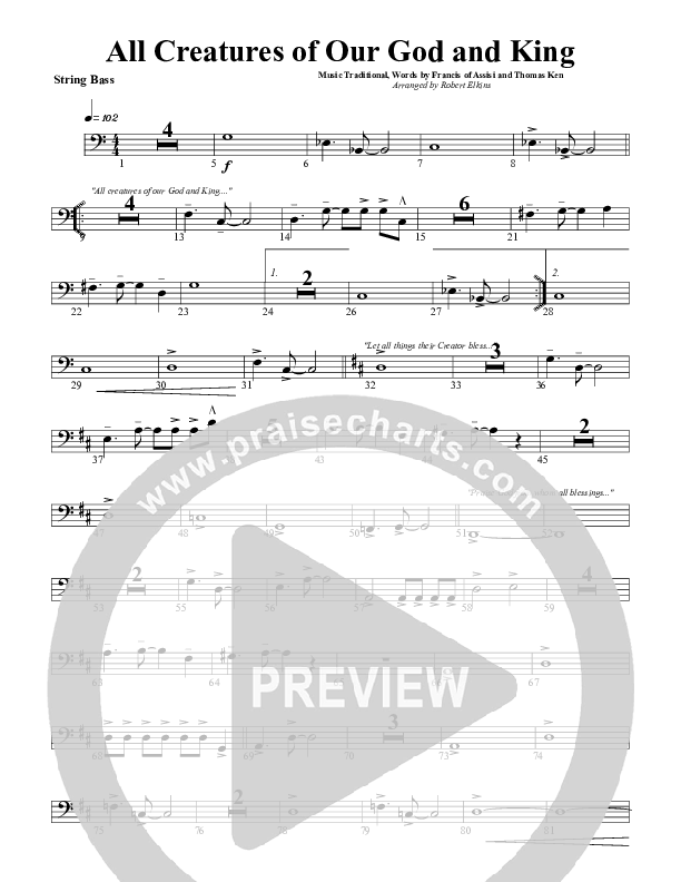 All Creatures Of Our God and King Double Bass (G3 Worship)