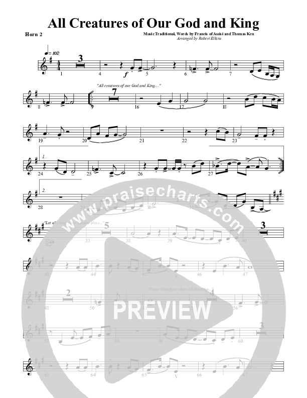All Creatures Of Our God and King French Horn 2 (G3 Worship)