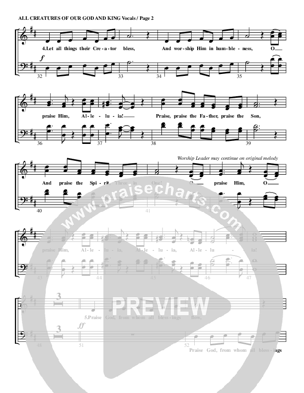 All Creatures Of Our God and King Lead Sheet (G3 Worship)