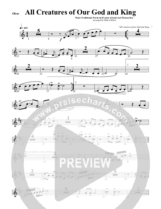 All Creatures Of Our God and King Oboe (G3 Worship)