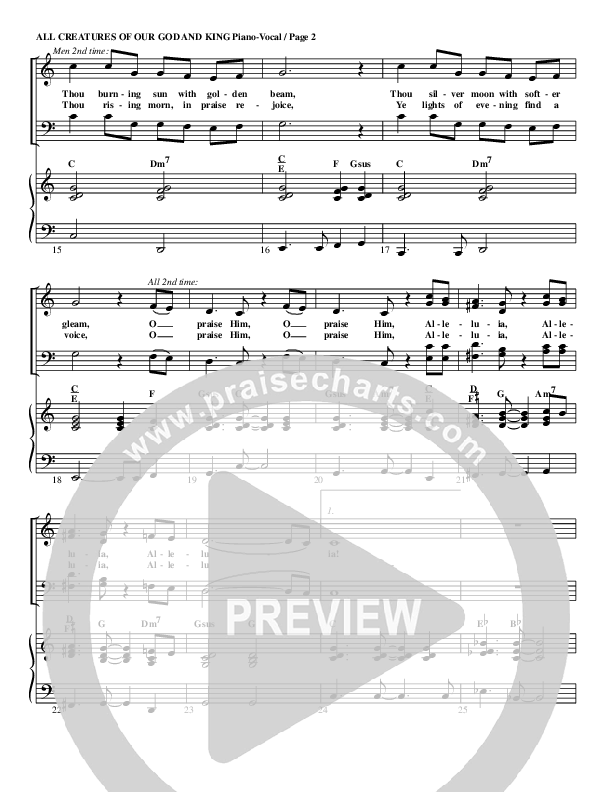 All Creatures Of Our God and King Piano/Vocal (G3 Worship)