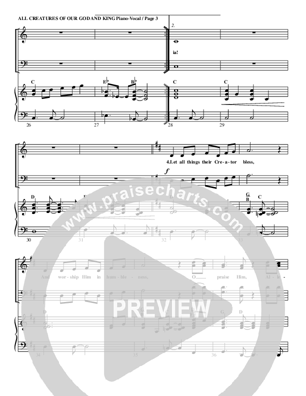 All Creatures Of Our God and King Piano/Vocal (G3 Worship)