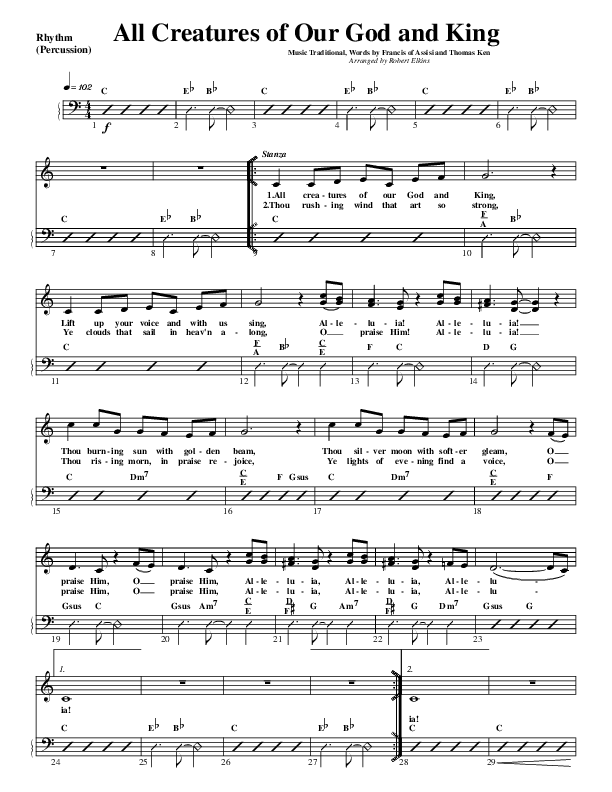 All Creatures Of Our God and King Rhythm Chart (G3 Worship)