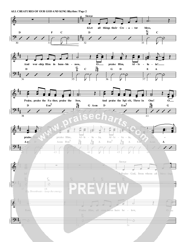 All Creatures Of Our God and King Rhythm Chart (G3 Worship)