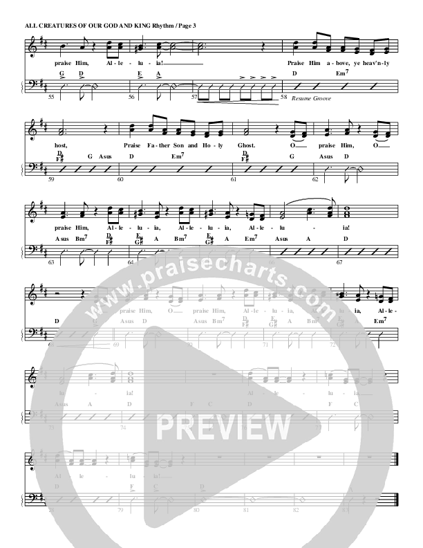 All Creatures Of Our God and King Rhythm Chart (G3 Worship)
