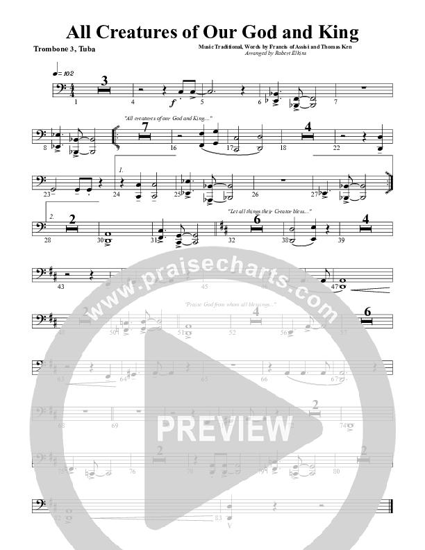 All Creatures Of Our God and King Trombone 3/Tuba (G3 Worship)