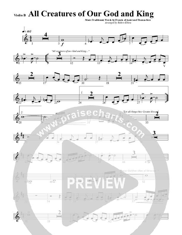 All Creatures Of Our God and King Violin 2 (G3 Worship)