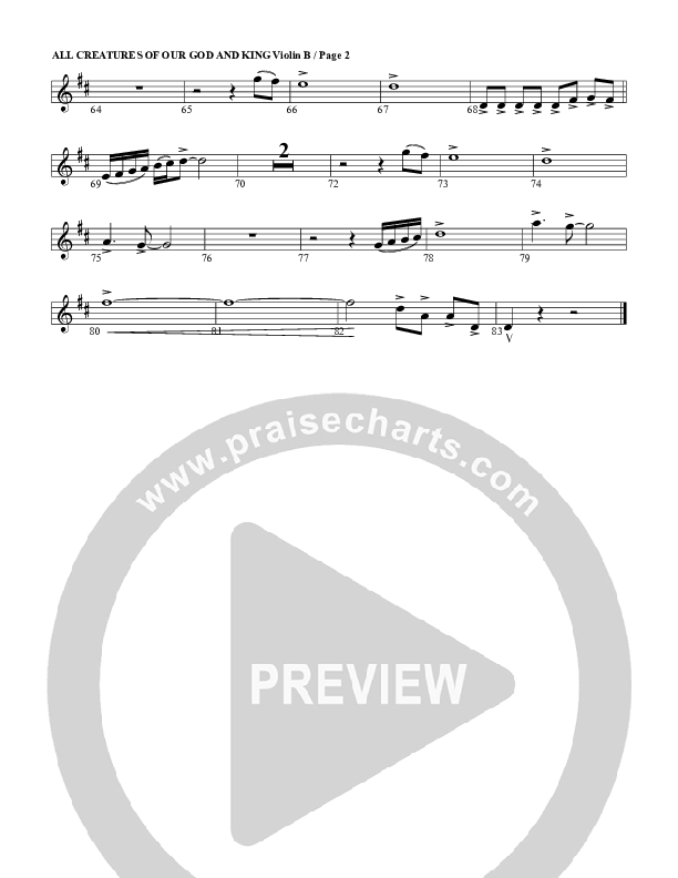 All Creatures Of Our God and King Violin 2 (G3 Worship)