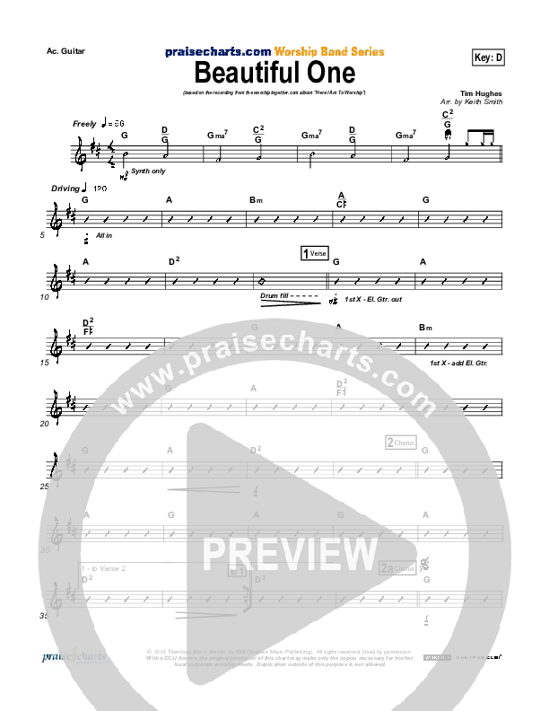 Beautiful One Acoustic Guitar (Tim Hughes)