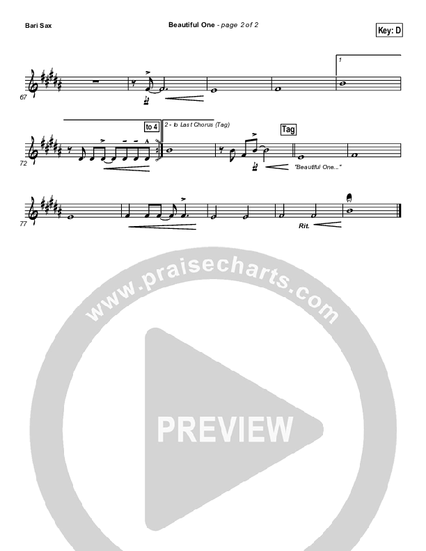 Beautiful One Bari Sax (Tim Hughes)