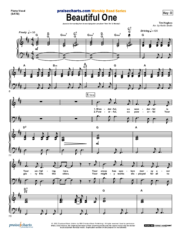 Beautiful One Piano/Vocal (Tim Hughes)