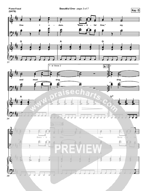 Beautiful One Piano/Vocal (Tim Hughes)