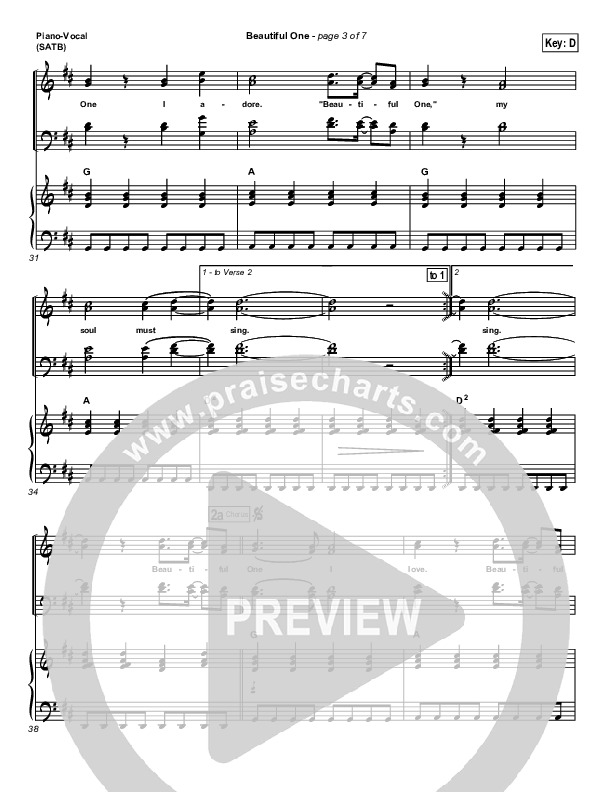 Beautiful One Piano/Vocal (SATB) (Tim Hughes)