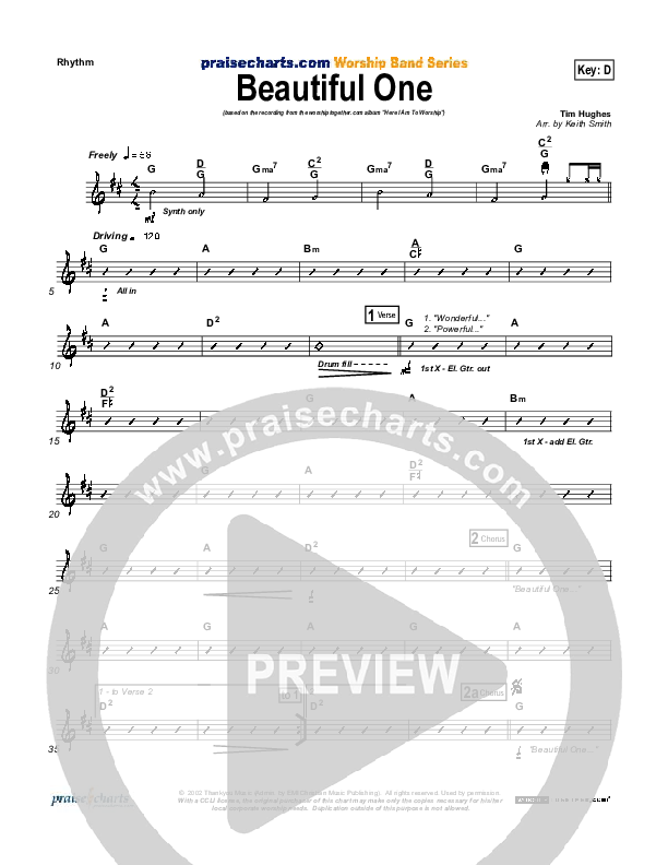 Beautiful One Rhythm Chart (Tim Hughes)