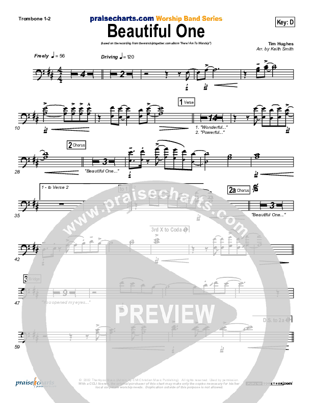 Beautiful One Trombone 1/2 (Tim Hughes)