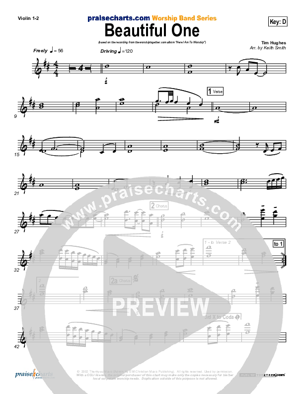 Beautiful One Violin 1/2 (Tim Hughes)