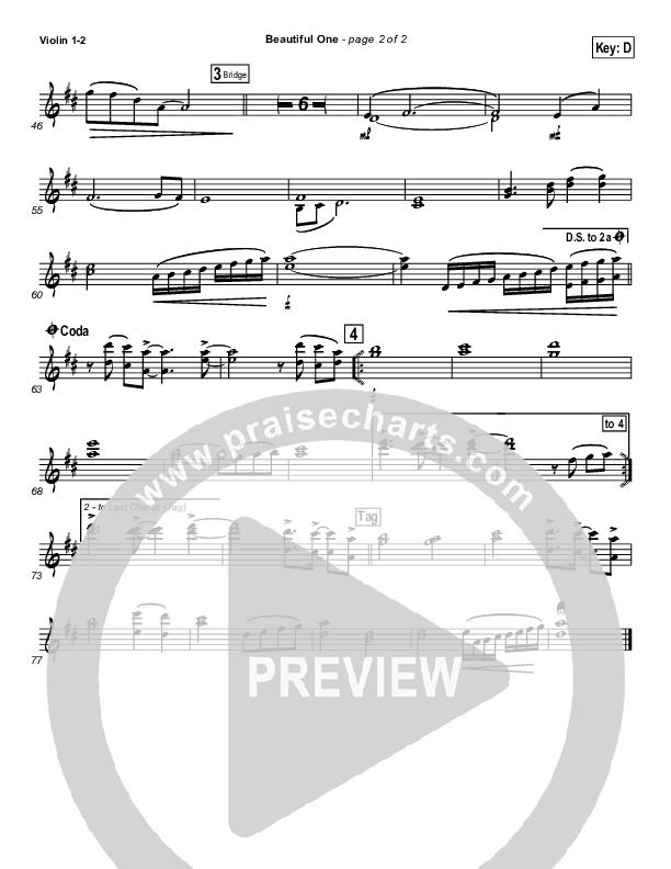 Beautiful One Violin 1/2 (Tim Hughes)