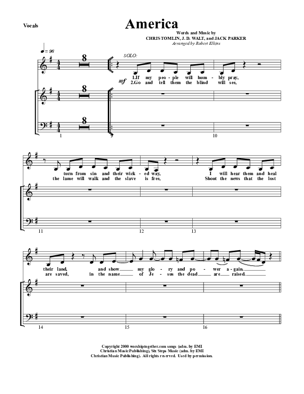 America Choir Sheet (G3 Worship)