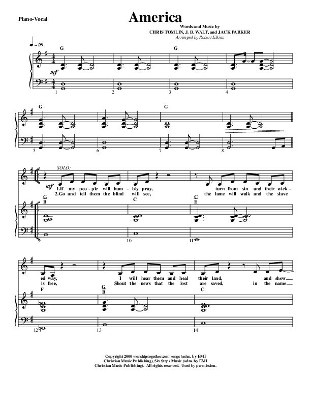 America Lead & Piano (G3 Worship)