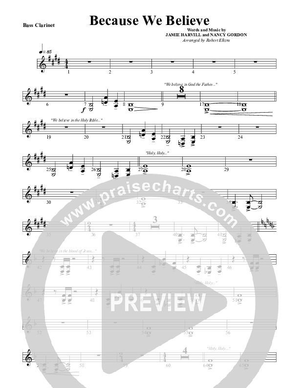 Because We Believe Bass Clarinet (G3 Worship)
