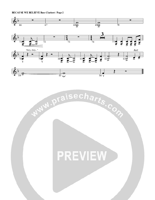 Because We Believe Bass Clarinet (G3 Worship)