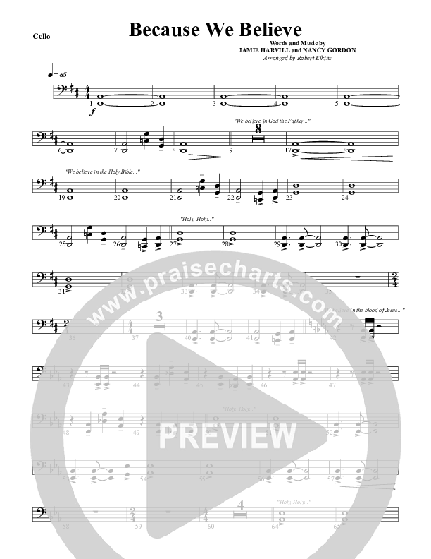 Because We Believe Cello (G3 Worship)