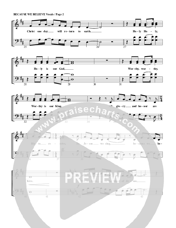 Because We Believe Choir Sheet (G3 Worship)
