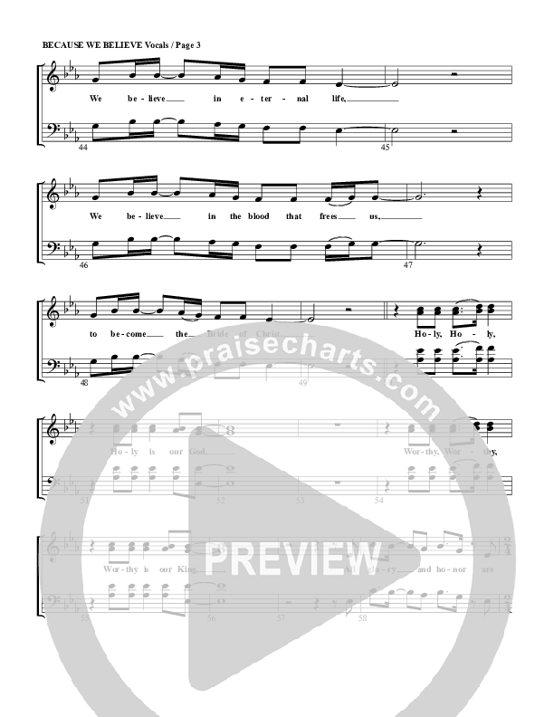 Because We Believe Choir Sheet (G3 Worship)