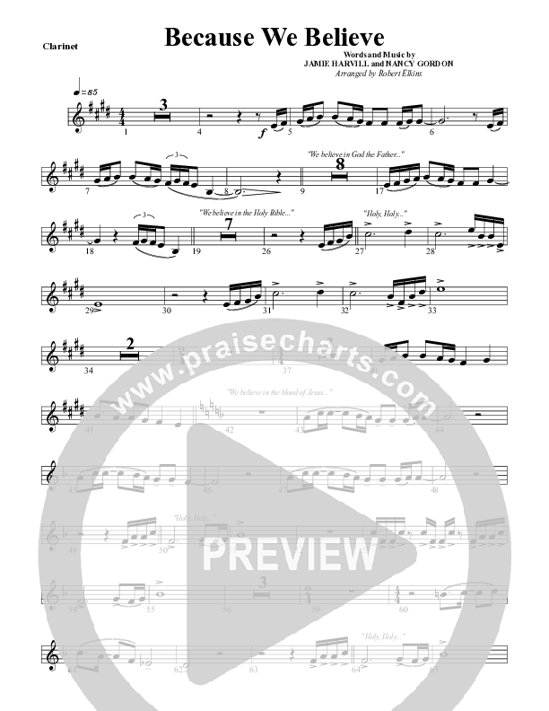 Because We Believe Clarinet (G3 Worship)