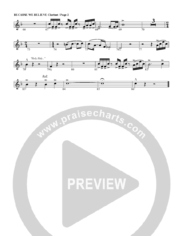 Because We Believe Clarinet (G3 Worship)