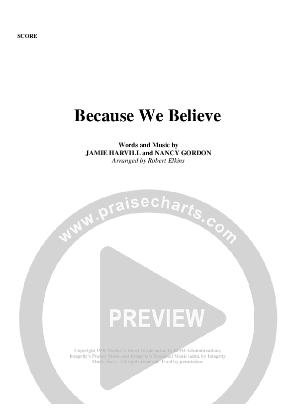 Because We Believe Cover Sheet (G3 Worship)