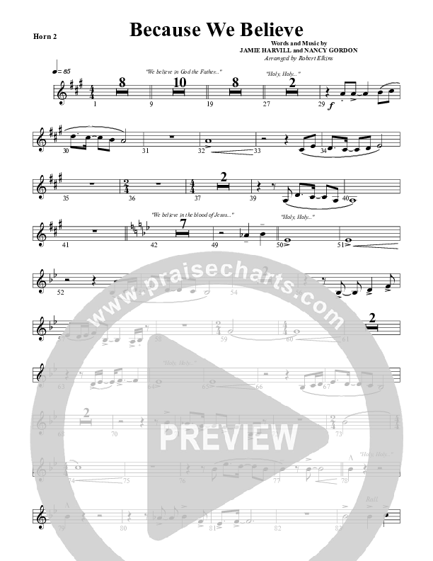 Because We Believe French Horn 2 (G3 Worship)