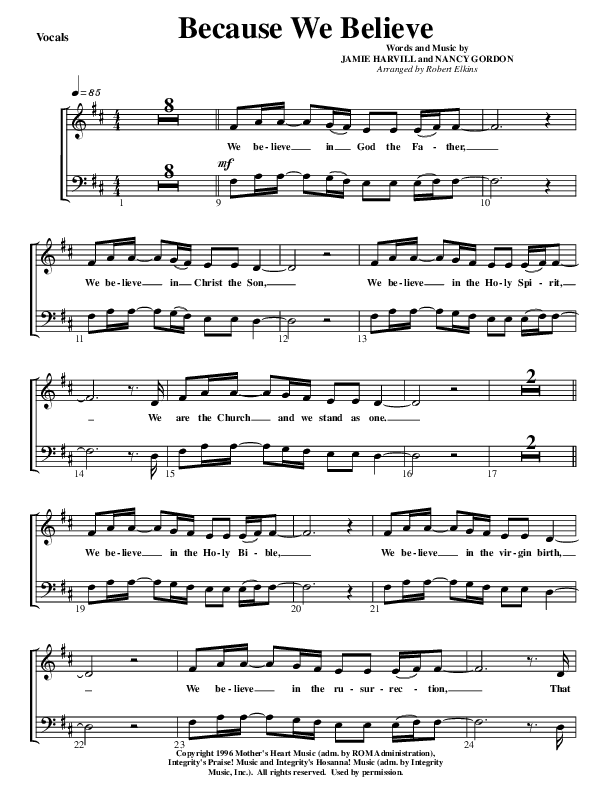 Because We Believe Lead Sheet (SAT) (G3 Worship)