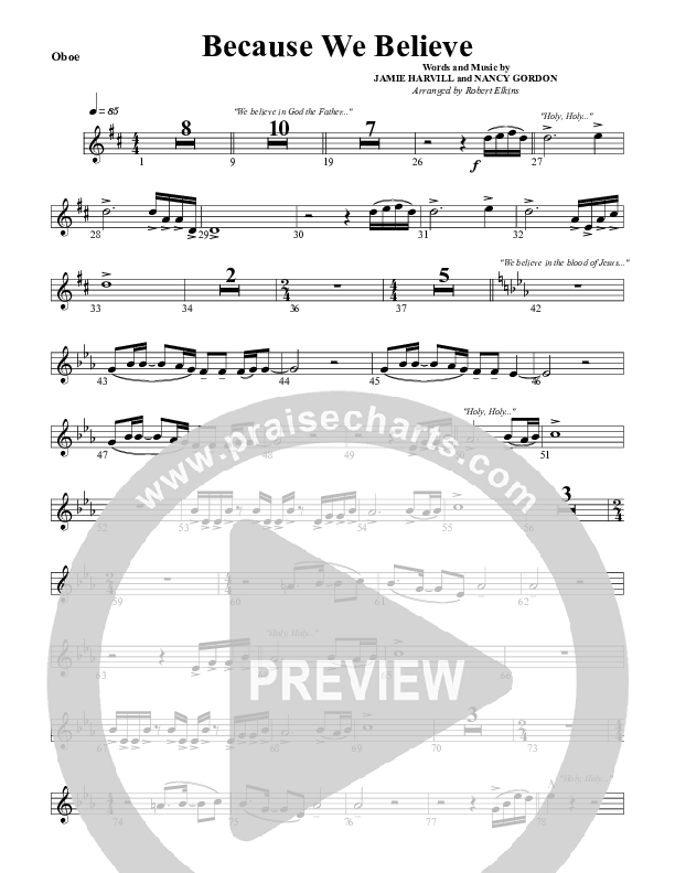 Because We Believe Oboe (G3 Worship)