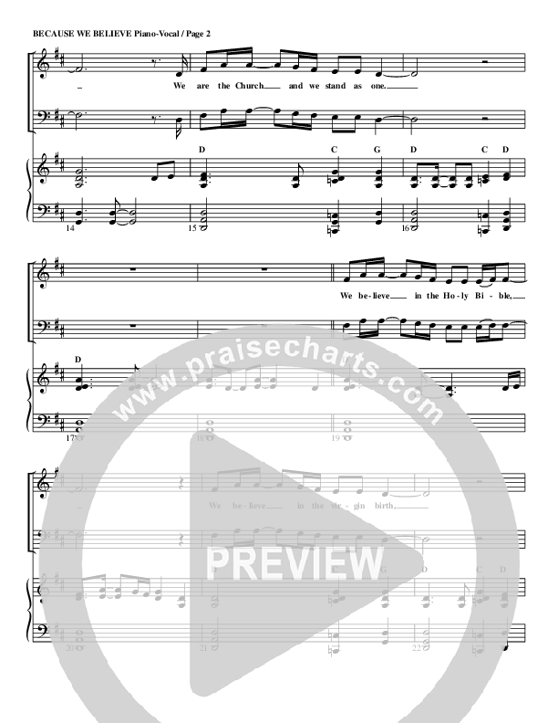 Because We Believe Piano/Vocal & Lead (G3 Worship)