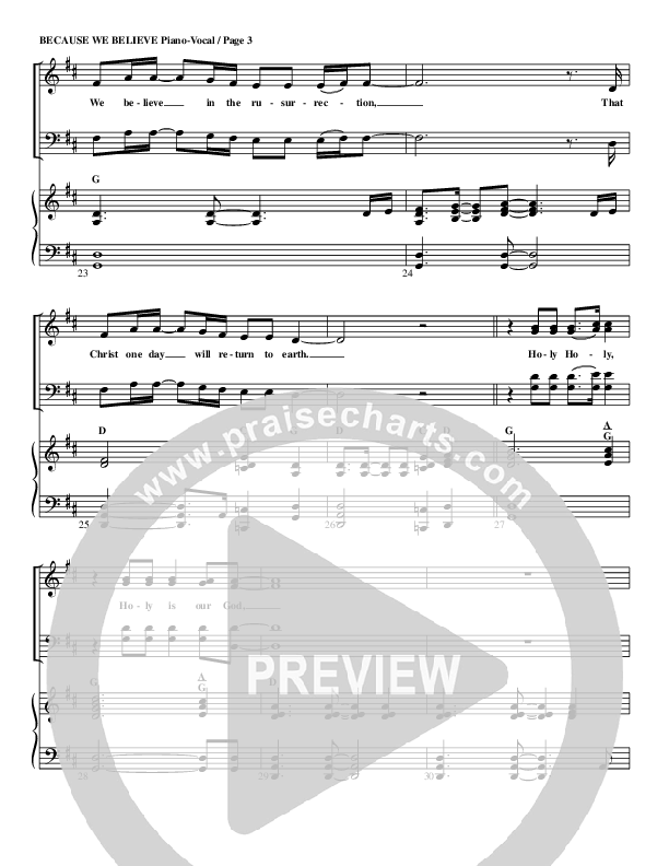 Because We Believe Piano/Vocal & Lead (G3 Worship)